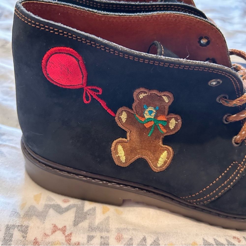 russell and bromley womens uk 5 navy blue suede ted bear embroidered ankle boots - Picture 3 of 12